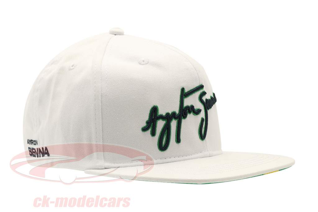 Ayrton Senna 帽 签名 Flat Brim 白色的