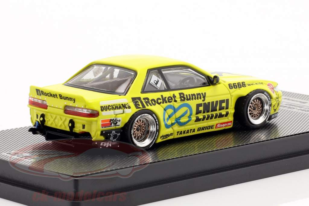 Nissan Silvia S13 V2 Pandem Rocket Bunny geel 1:64 Inno Models