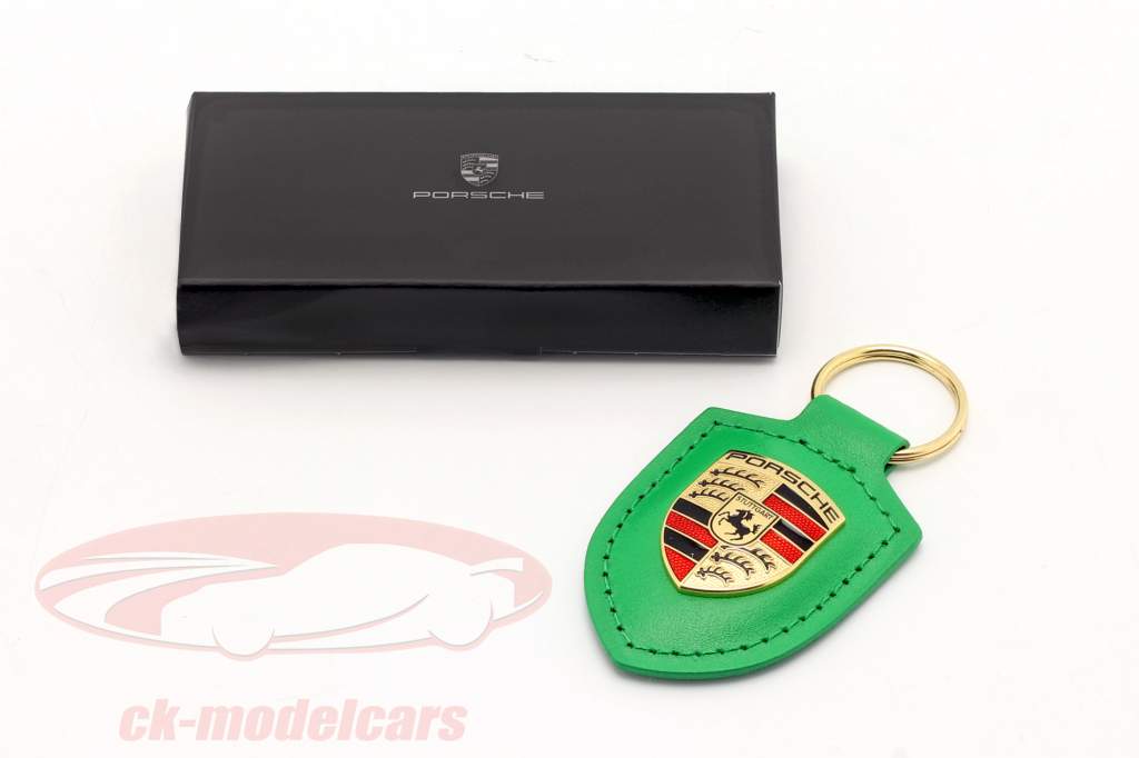 Leer sleutelhanger Porsche insigne Python groente
