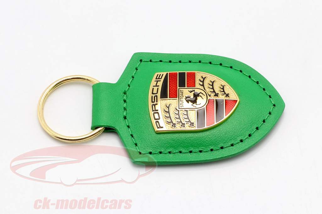 Leer sleutelhanger Porsche insigne Python groente