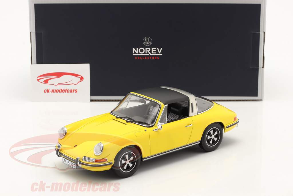 Porsche 911 E Targa Année de construction 1969 jaune 1:18 Norev