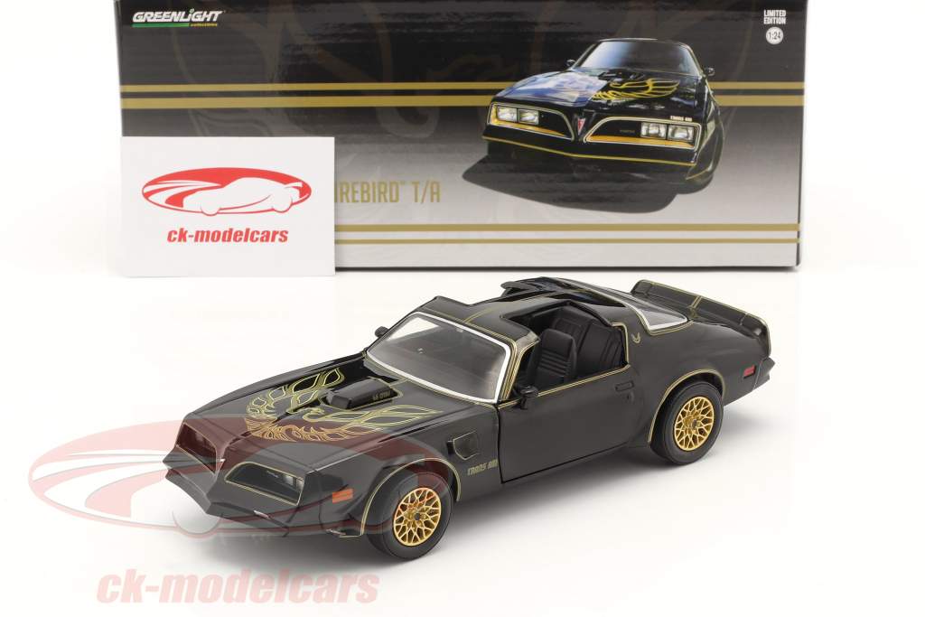 Pontiac Firebird TransAm Ano de construção 1977 Preto / ouro 1:24 Greenlight