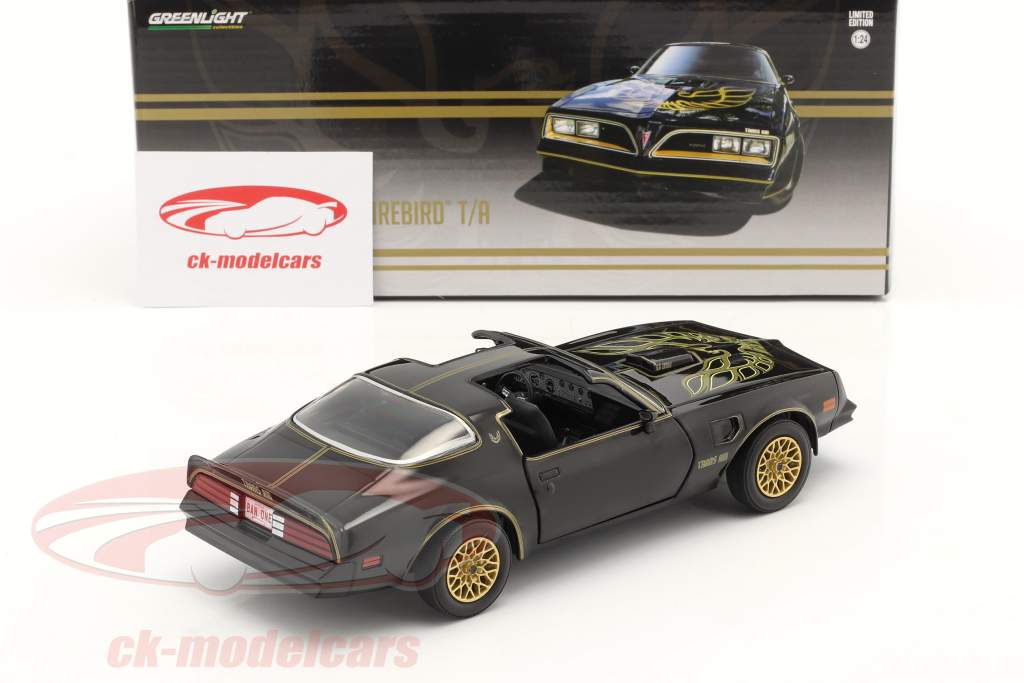 Pontiac Firebird TransAm Ano de construção 1977 Preto / ouro 1:24 Greenlight