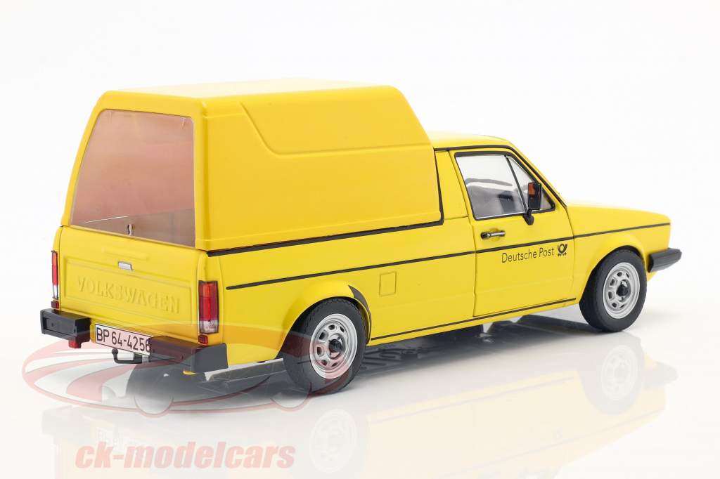 Volkswagen VW Caddy MK1 tysk Post Byggeår 1982 gul 1:18 Solido