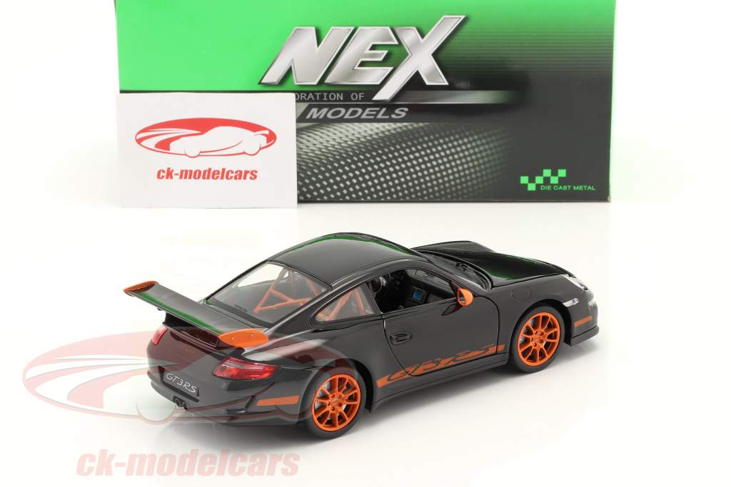 Porsche 911 (997) GT3 RS Année 2007 noir / orange 1:24 Welly