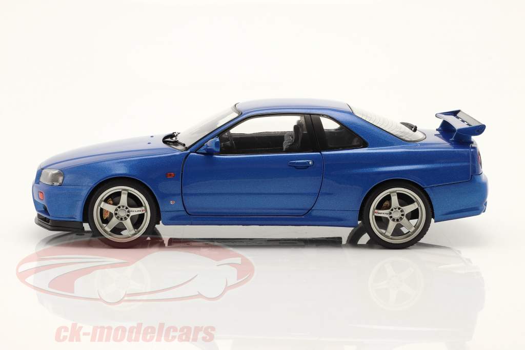 Nissan Skyline GT-R (R34) Byggeår 1999 blå metallisk 1:18 Solido
