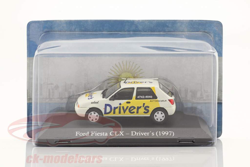Ford Fiesta CLX auto-école Année de construction 1997 blanche / jaune 1:43 Hachette