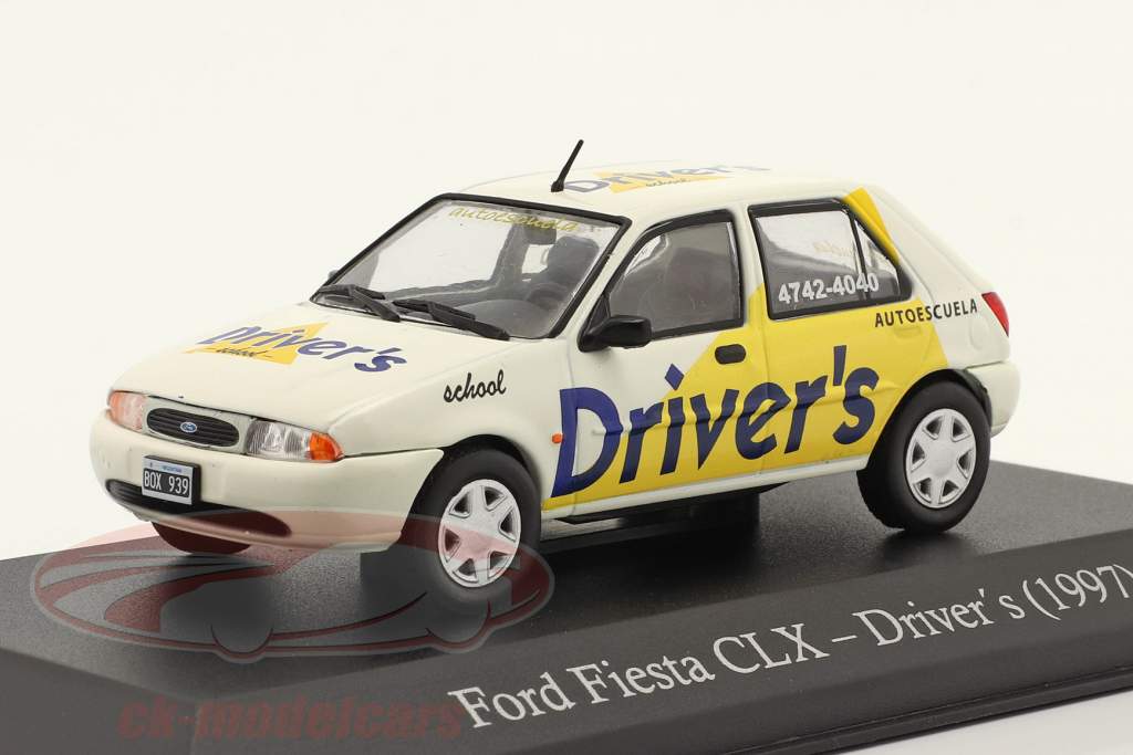 Ford Fiesta CLX auto-école Année de construction 1997 blanche / jaune 1:43 Hachette