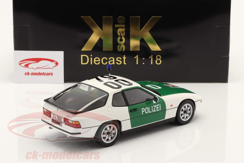 Porsche 924 police de la route Düsseldorf 1985 vert / blanche 1:18 KK-Scale