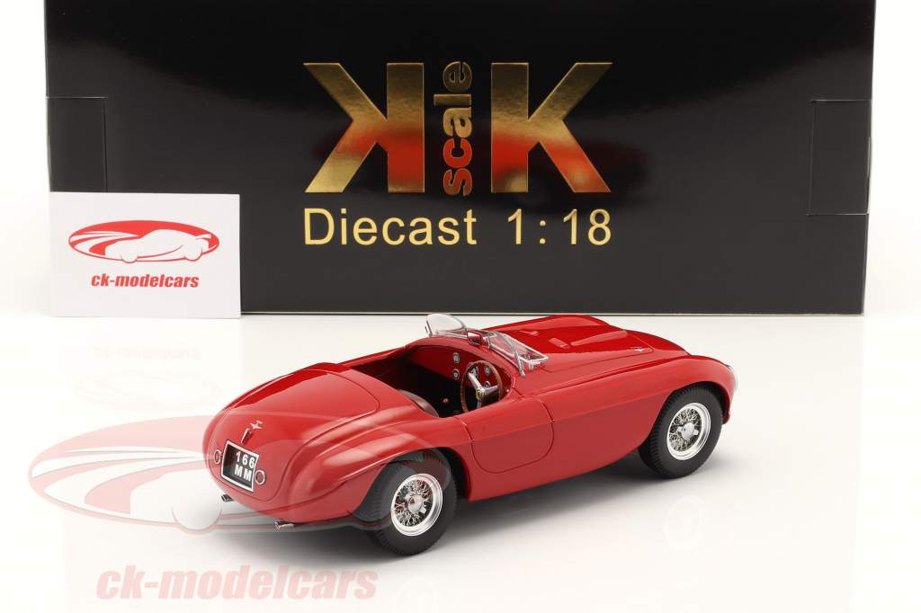 Ferrari 166 MM Barchetta Byggeår 1949 Rød 1:18 KK-Scale