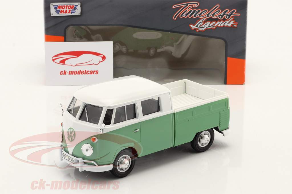 Volkswagen VW Type 2 double cabine vert / blanc 1:24 MotorMax