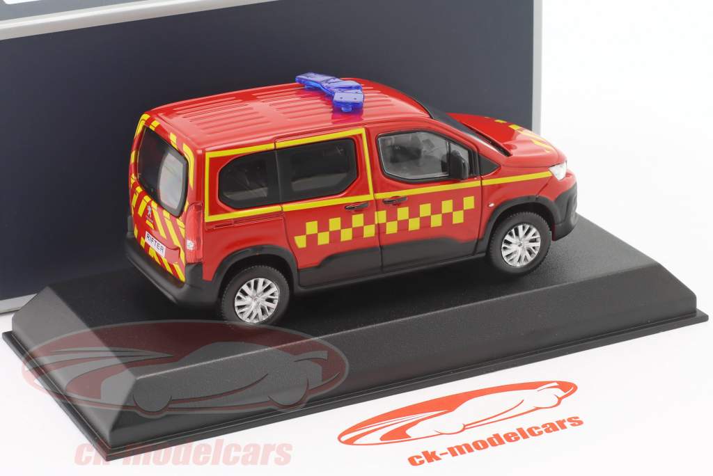 Peugeot Rifter Pompiers 2019 rouge / Jaune 1:43 Norev