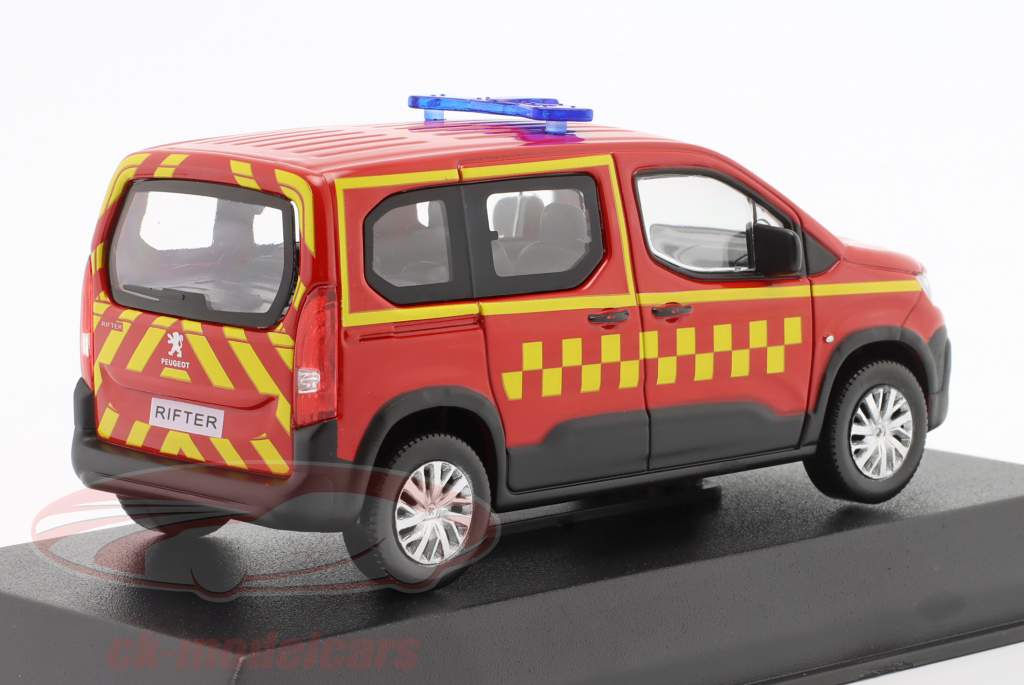 Peugeot Rifter Pompiers 2019 rouge / Jaune 1:43 Norev