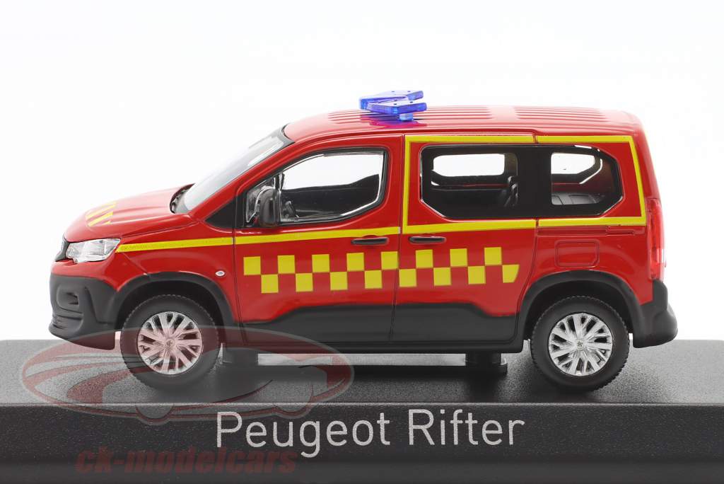 Peugeot Rifter Pompiers 2019 rouge / Jaune 1:43 Norev