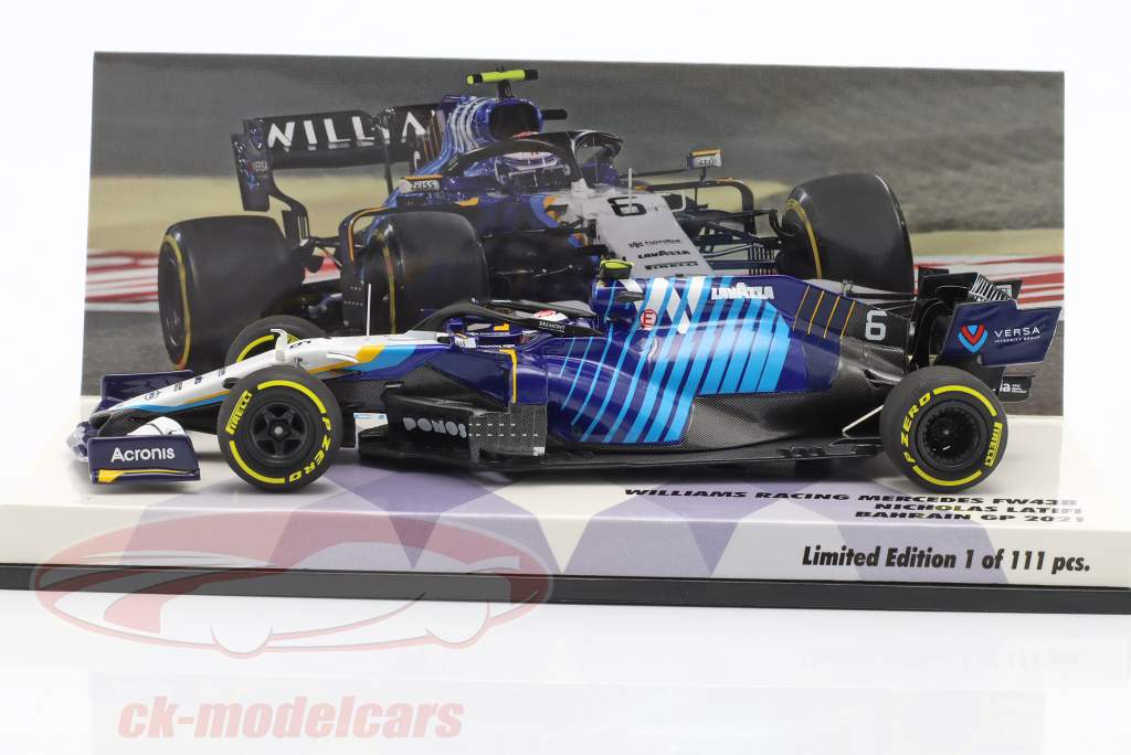 Nicholas Latifi Williams FW43B #6 Baréin GP fórmula 1 2021 1:43 Minichamps