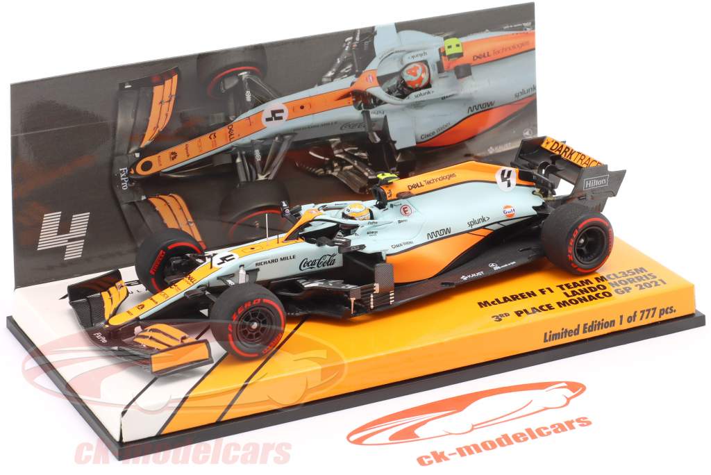 Lando Norris McLaren MCL35M #4 3rd Monaco GP formula 1 2021 1:43 Minichamps