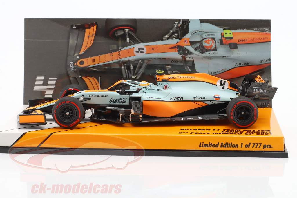 Lando Norris McLaren MCL35M #4 3rd Monaco GP formula 1 2021 1:43 Minichamps
