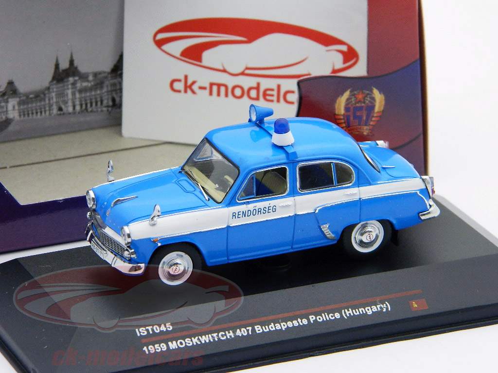 Moskwitch 407 Polizei Budapest Ungarn 1959 1:43 Ixo IST