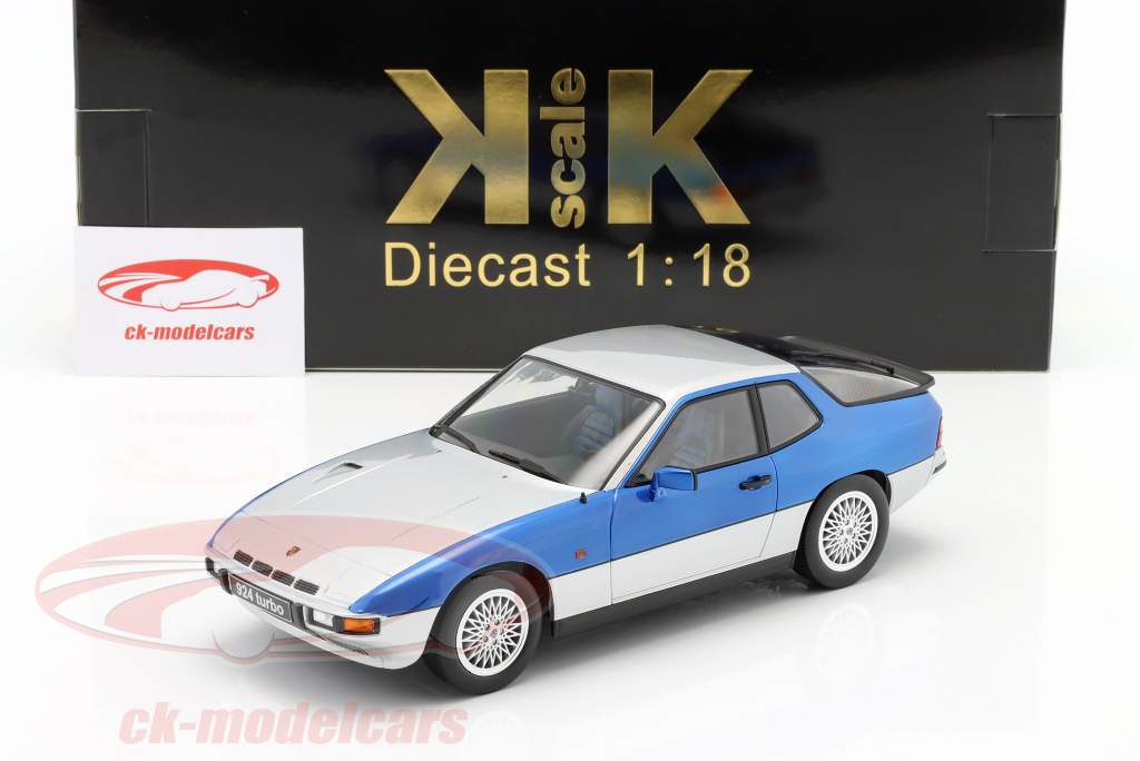 Porsche 924 Turbo Année de construction 1986 argent / bleu 1:18 KK-Scale