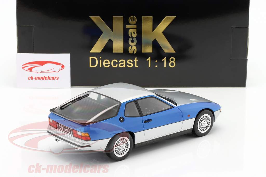 Porsche 924 Turbo Año de construcción 1986 plata / azul 1:18 KK-Scale