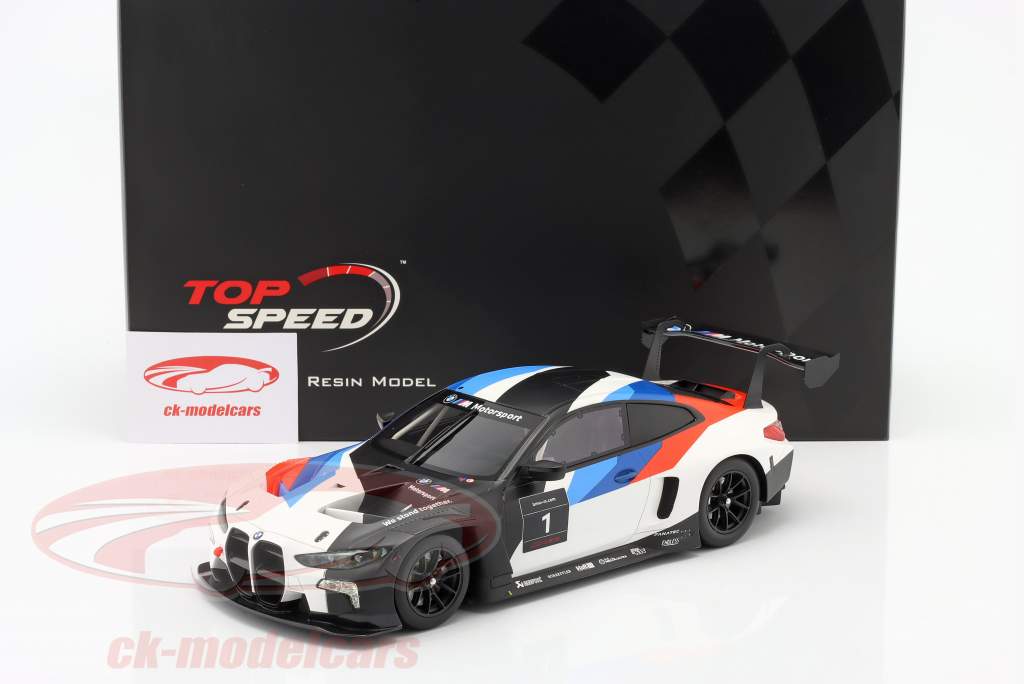 BMW M4 GT3 #1 Presentation Car 2021 Blanco / azul / rojo 1:18 TrueScale