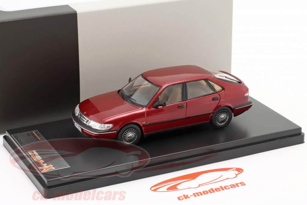Saab 900 V6 år 1994 mørk rød metallic 1:43 Premium X