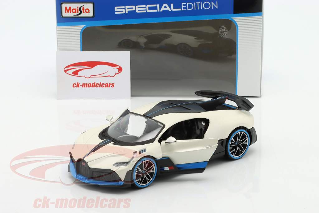 Bugatti Divo Special Edition Blanc / bleu / noir 1:24 Maisto