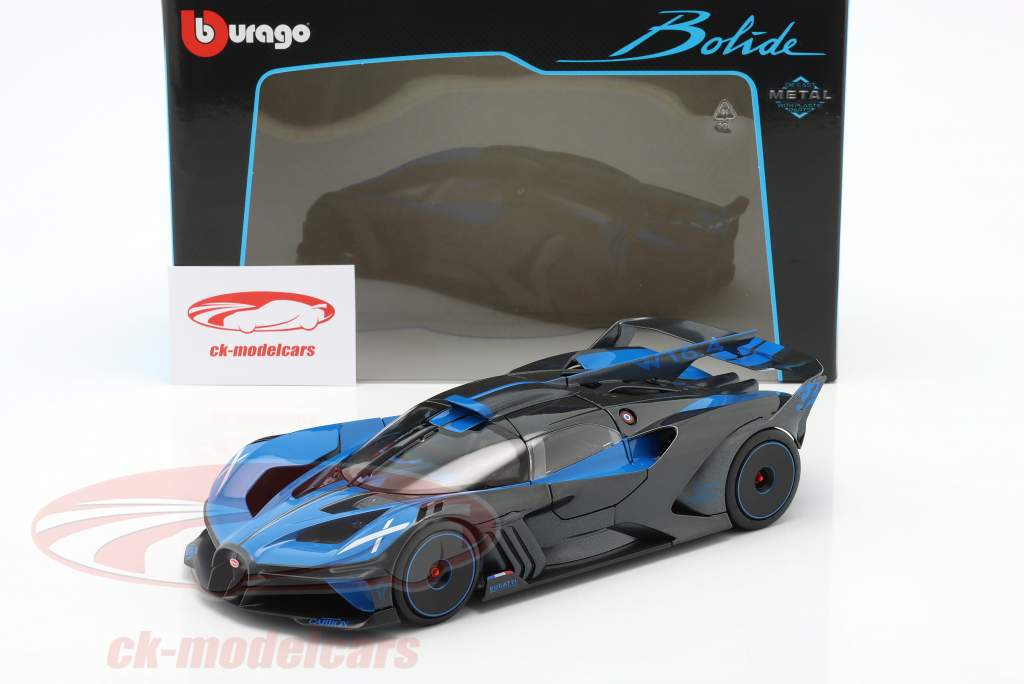 Bugatti Bolide W16.4 bouwjaar 2020 blauw / koolstof 1:18 Bburago