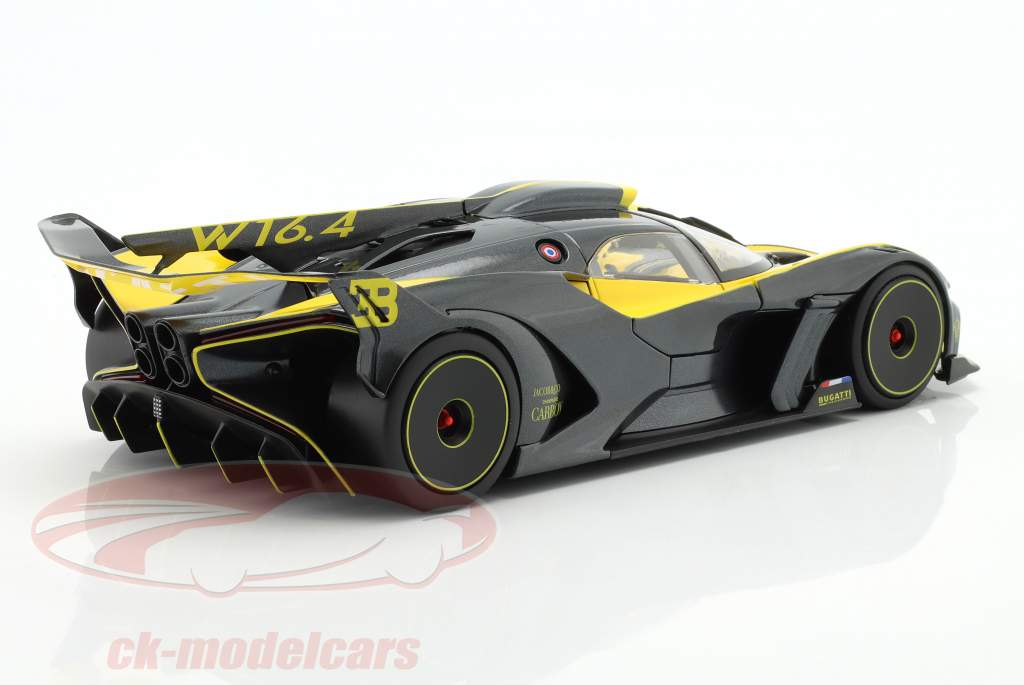 Bugatti Bolide W16.4 建設年 2020 黄色 / 炭素 1:18 Bburago