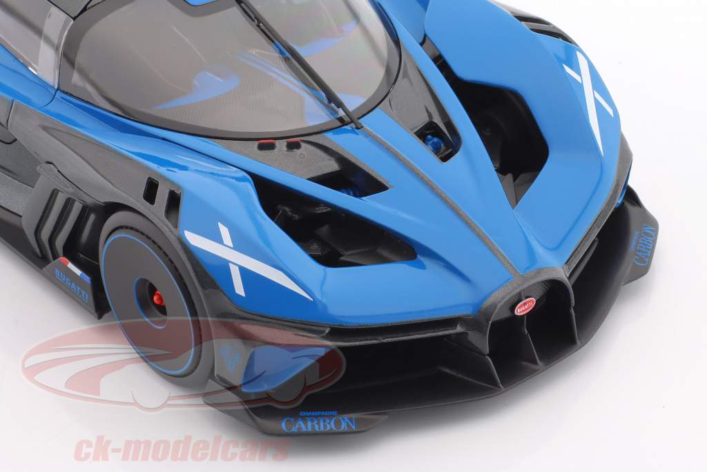 Bugatti Bolide W16.4 bouwjaar 2020 blauw / koolstof 1:18 Bburago