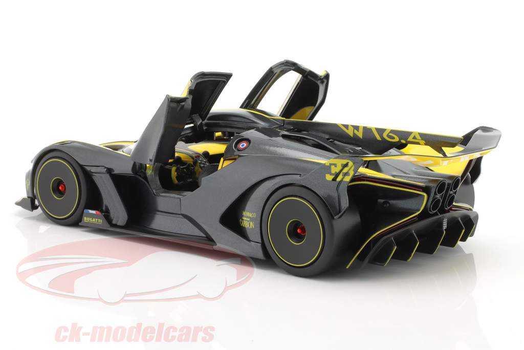 Bugatti Bolide W16.4 建設年 2020 黄色 / 炭素 1:18 Bburago