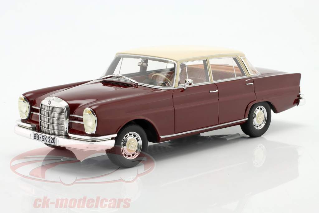 Mercedes-Benz 220SE (W111) Baujahr 1966 dunkelrot / creme weiß 1:18 Cult Scale
