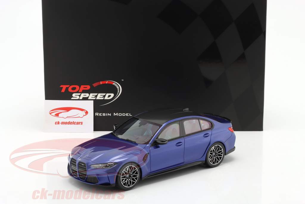 BMW M3 Competition (G80) Baujahr 2021 portimao blau metallic 1:18 TrueScale