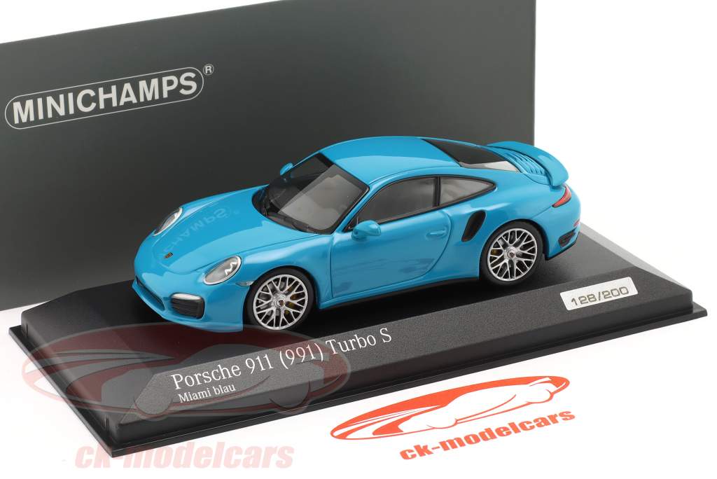 Porsche 911 (991) Turbo S Miami azul 1:43 Minichamps