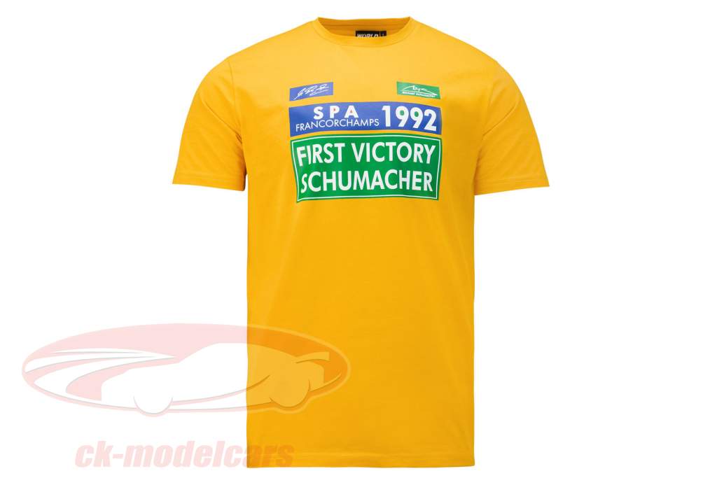 Michael Schumacher T-shirt première formule 1 la victoire 1992 jaune