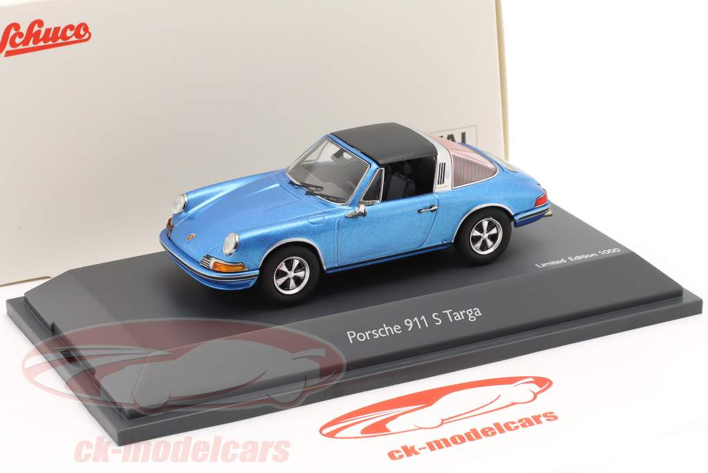 Porsche 911 S Targa Byggeår 1971 blå metallisk 1:43 Schuco