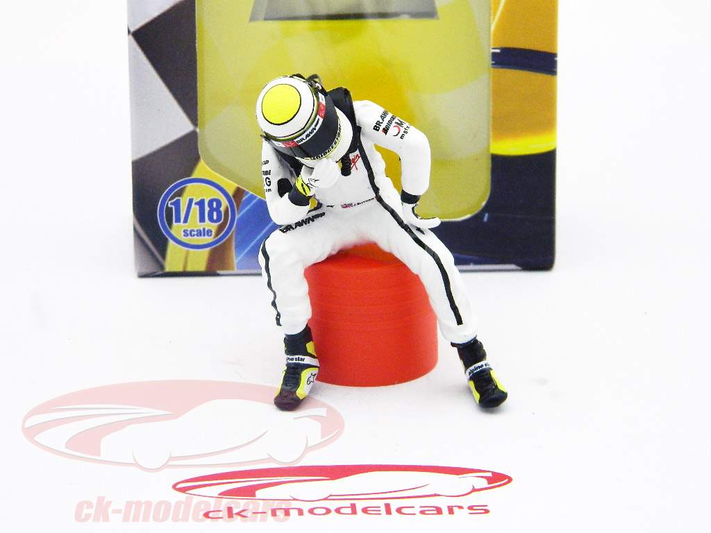 Jenson Button Fahrerfigur Formel 1 sitzend 1:18 TopMo