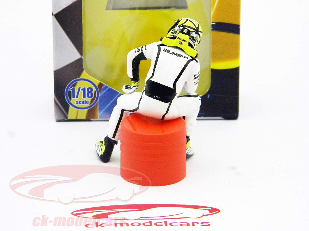 Jenson Button Fahrerfigur Formel 1 sitzend 1:18 TopMo