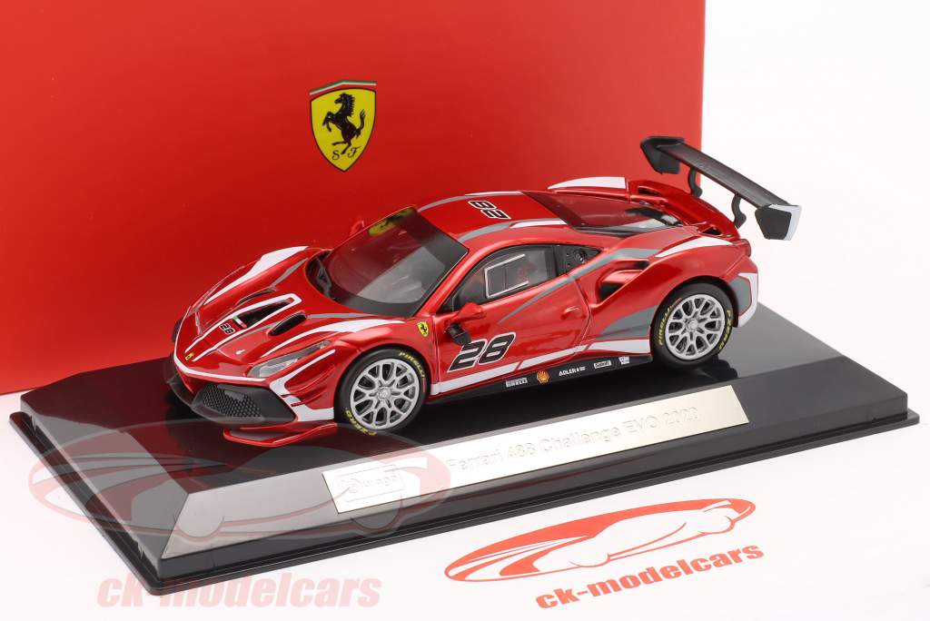 Ferrari 488 Challenge EVO #28 Baujahr 2020 rot / weiß 1:43 Bburago