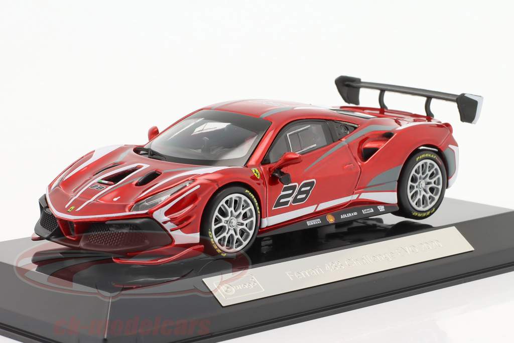 Ferrari 488 Challenge EVO #28 Год постройки 2020 красный / Белый 1:43 Bburago
