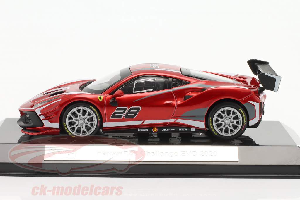 Ferrari 488 Challenge EVO #28 Год постройки 2020 красный / Белый 1:43 Bburago