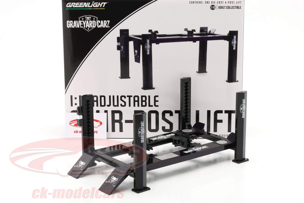 Регулируемый четыре столпа подъемная платформа Graveyaed Carz черный 1:18 Greenlight