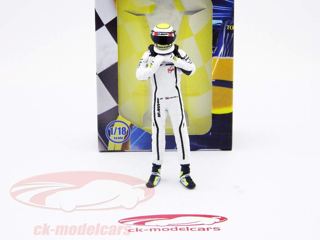 Jenson Button driver figure formula one standing ready to race 1:18 TopMp