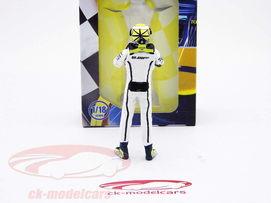 Jenson Button driver figure formula one standing ready to race 1:18 TopMp
