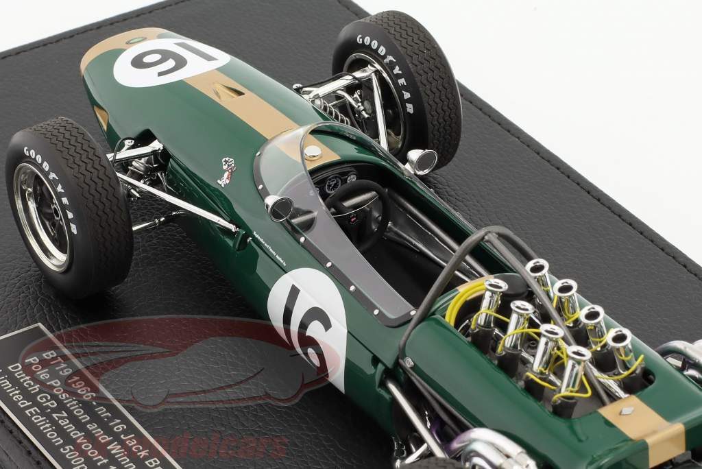 J. Brabham Brabham BT19 #16 ganador holandés GP fórmula 1 Campeón mundial 1966 1:18 GP Replicas