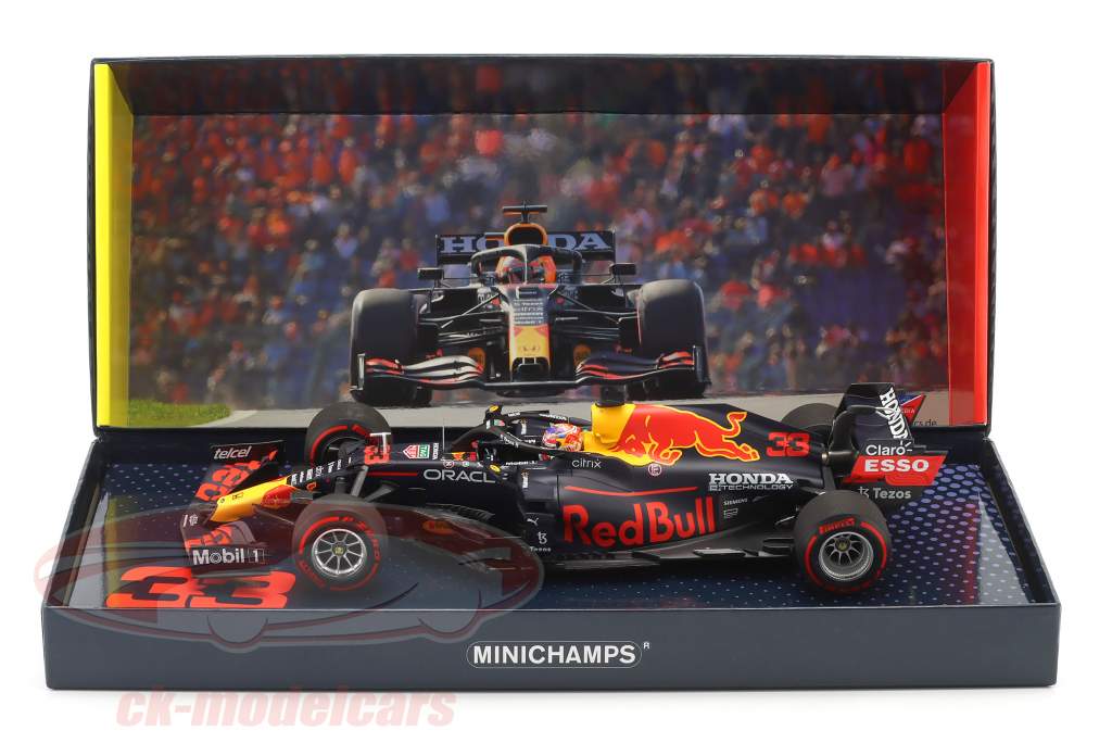 Max Verstappen Red Bull RB16B #33 vinder hollandsk GP formel 1 Verdensmester 2021 1:18 Minichamps