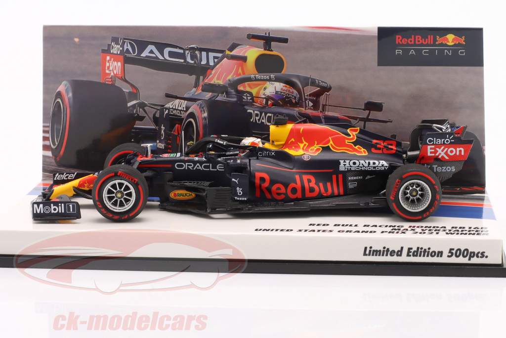 Max Verstappen Red Bull RB16B #33 ganador Estados Unidos GP fórmula 1 Campeón mundial 2021 1:43 Minichamps