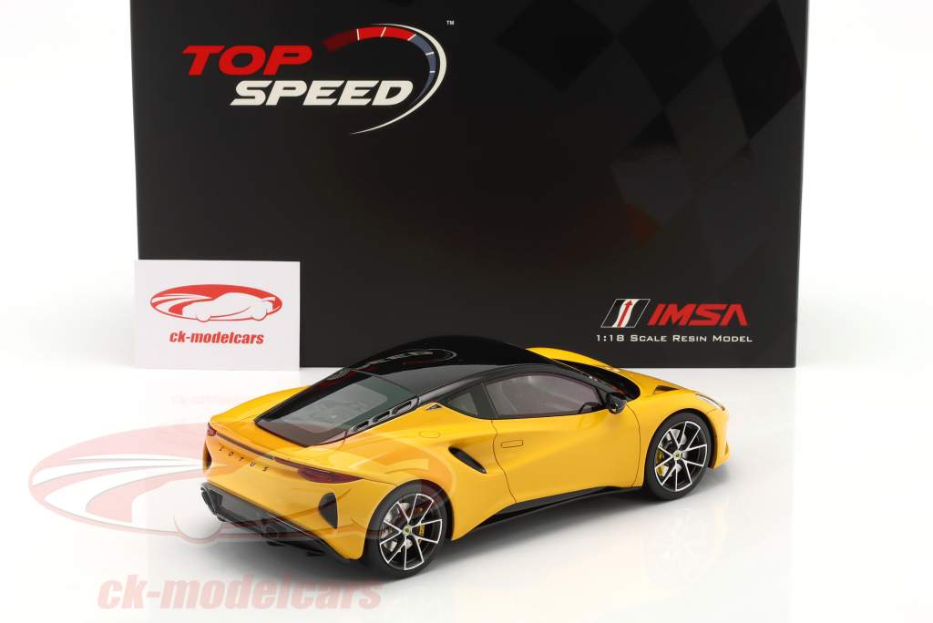Lotus Emira Année de construction 2022 jaune 1:18 TrueScale