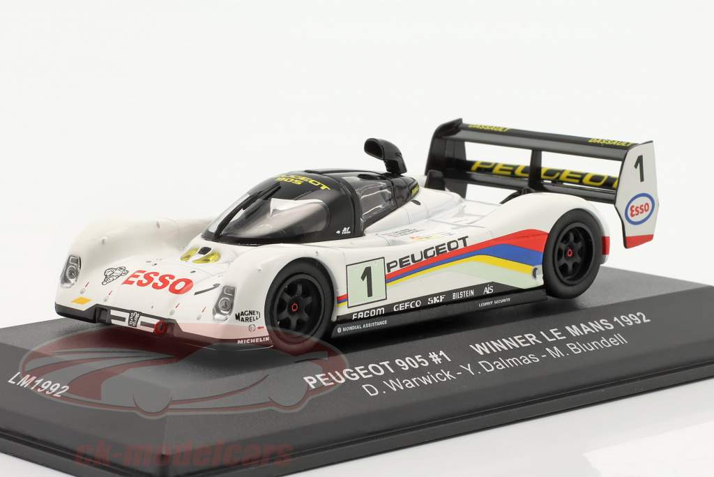 Peugeot 905 #1 vinder 24h LeMans 1992 Dalmas, Warwick, Blundell 1:43 Ixo