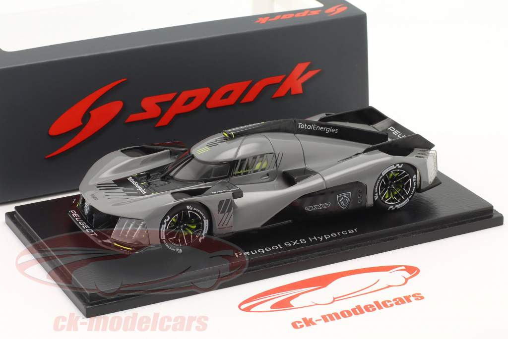 Peugeot 9x8 Hypercar Prototyp 2021 grau / schwarz 1:43 Spark 